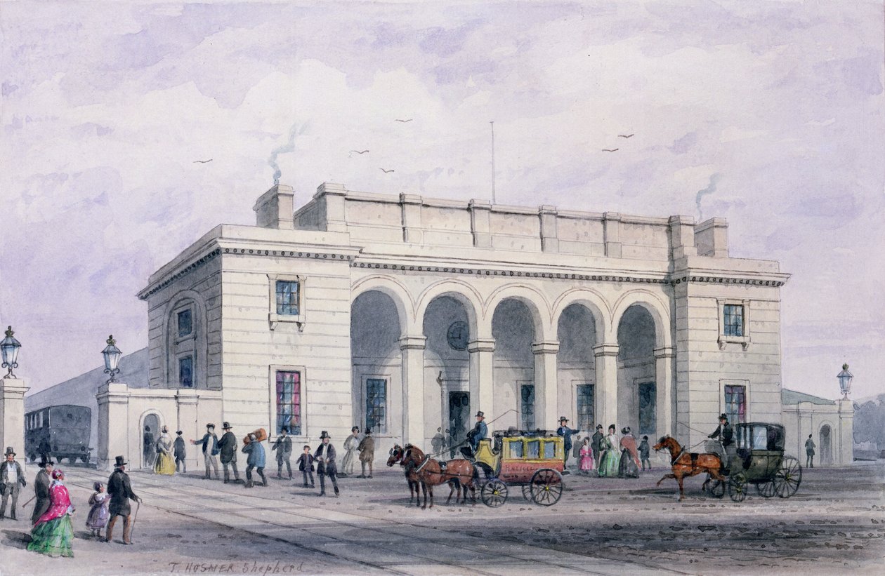 La estación de ferrocarril del suroeste en Nine Elms Vauxhall, 1856 de Thomas Hosmer Shepherd