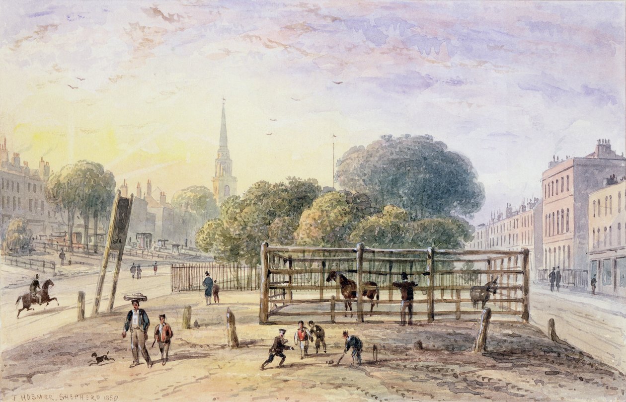 Vista del Corral de Islington, 1850 de Thomas Hosmer Shepherd