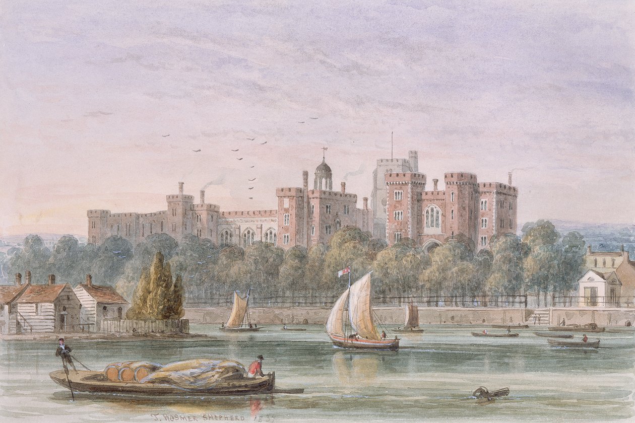 Vista del Palacio de Lambeth desde el Támesis, 1837 de Thomas Hosmer Shepherd