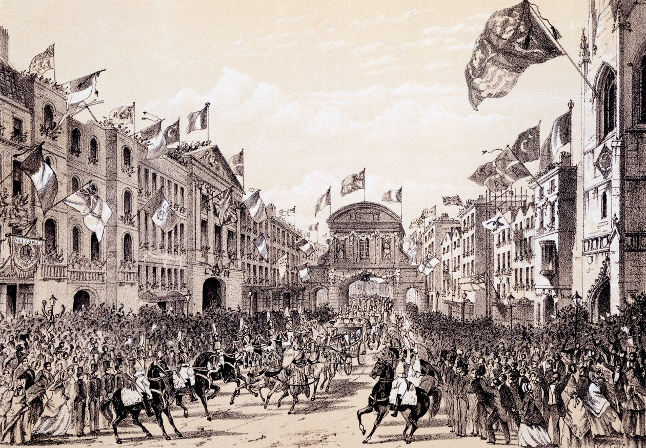 Visita de Napoleón III y la Emperatriz Eugenia a la Ciudad, 19 de abril de 1855 de Thomas Hosmer Shepherd