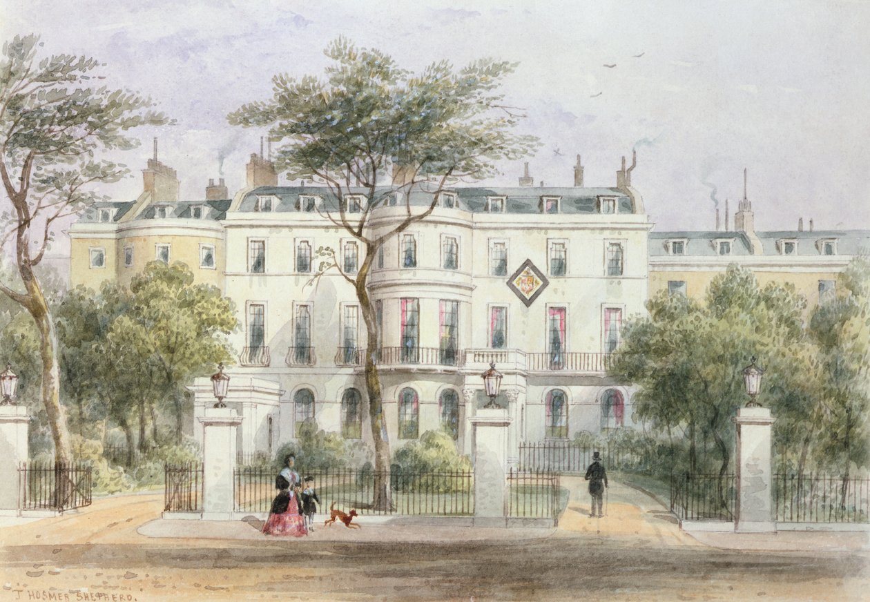 Fachada oeste de la casa de Sir Robert Peel en Privy Garden (1788-1850) 1851 de Thomas Hosmer Shepherd
