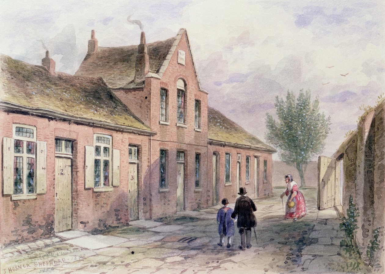 Casas de beneficencia de Witcher en Tothill Fields, 1850 de Thomas Hosmer Shepherd