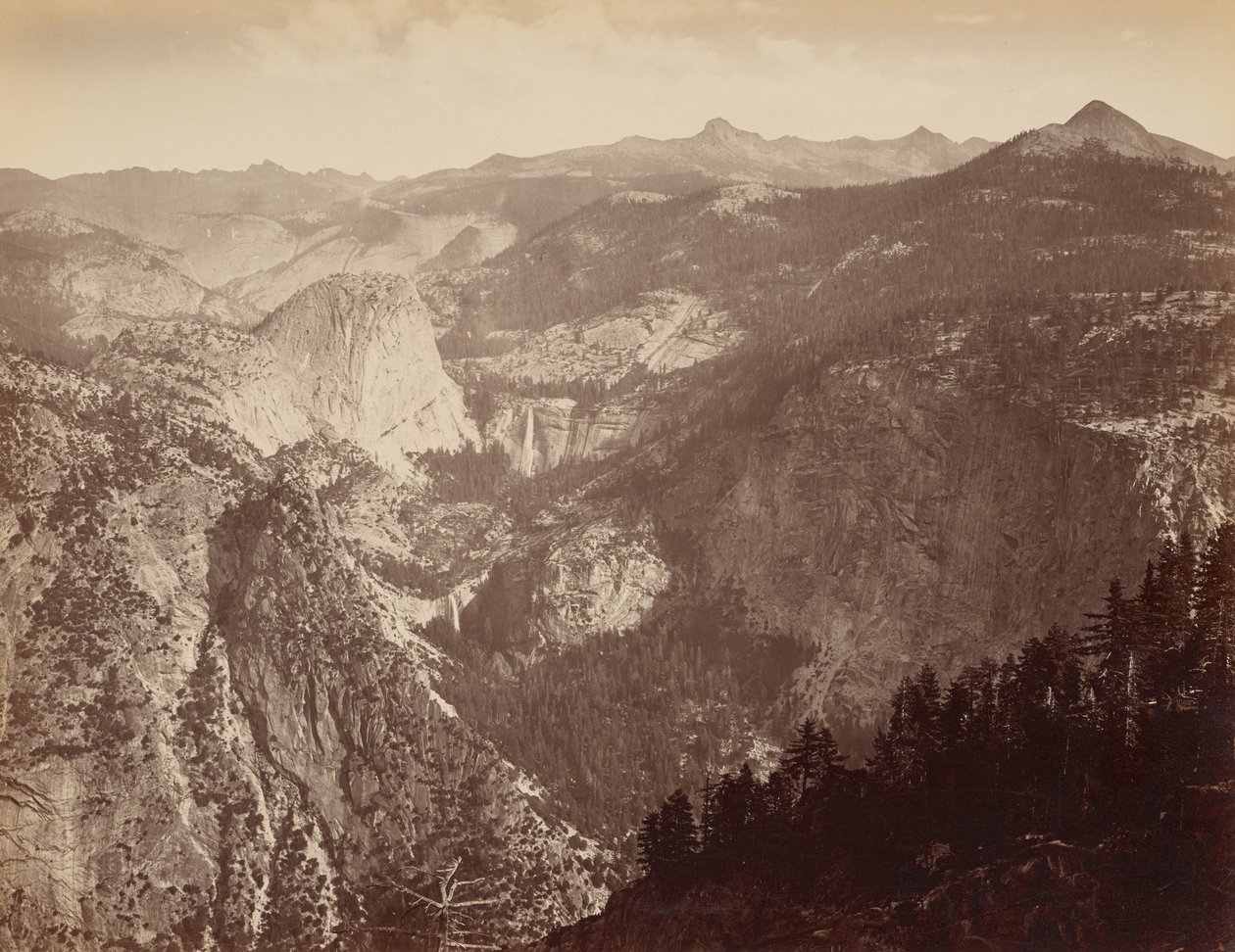 [El valle de Yosemite desde arriba] / [Yowiye y Piwyack. Vernal y Nevada Fall. Valle de Yosemite desde Glacier Point] de Thomas Houseworth and Company