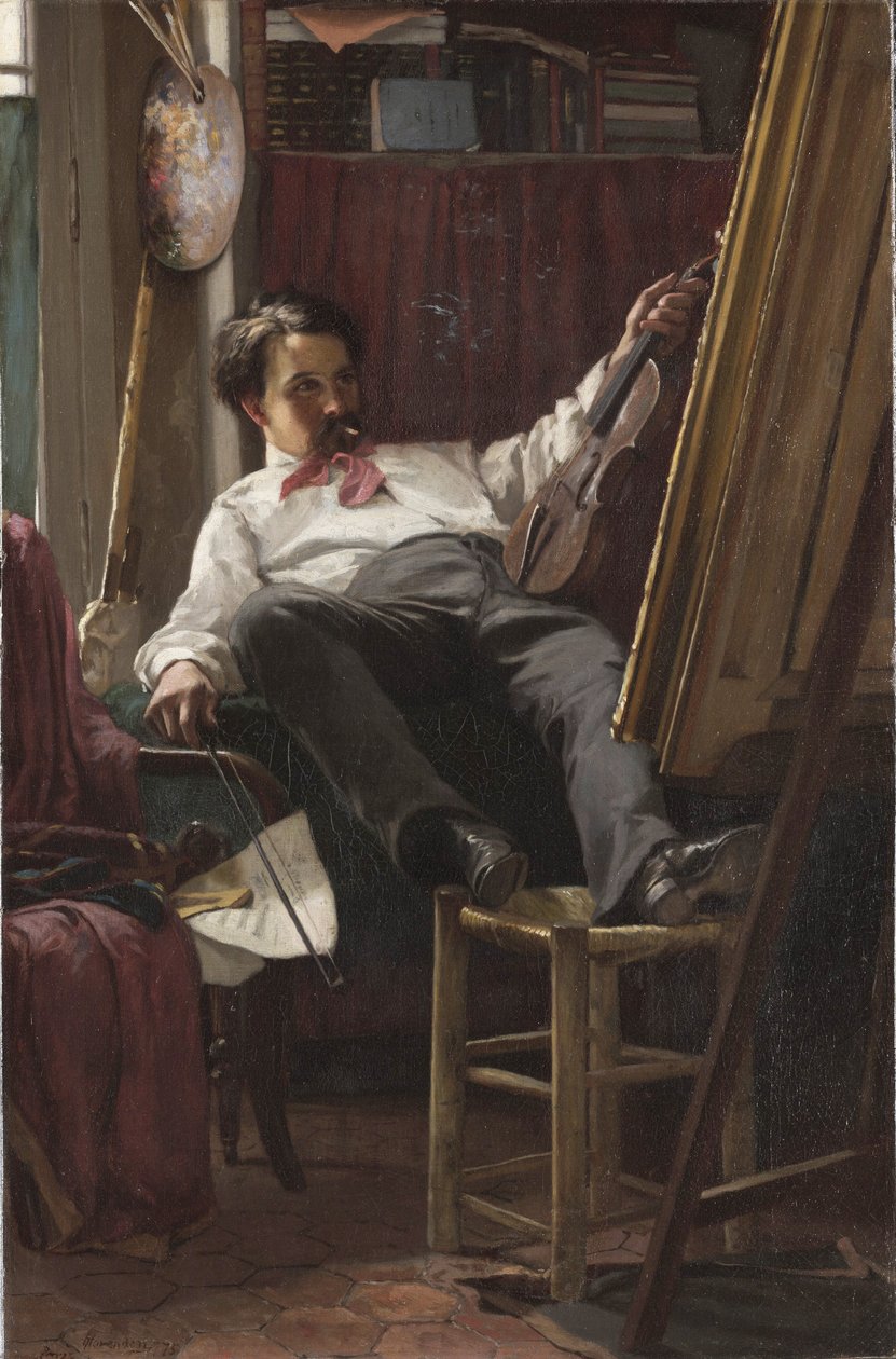 Autorretrato del artista en su estudio de Thomas Hovenden