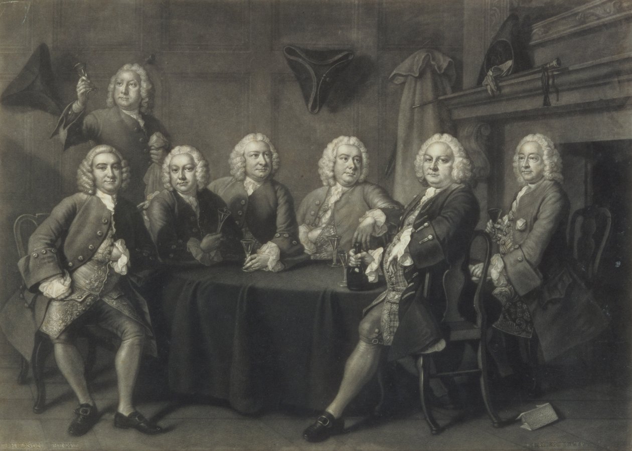 El Club de Concejales de Benn, grabado por J. Faber (mezzotinta) de Thomas Hudson
