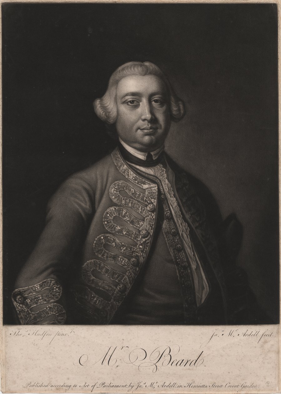 Sr. Beard, grabado por James McArdell (c.1729-65), 1764 de Thomas Hudson