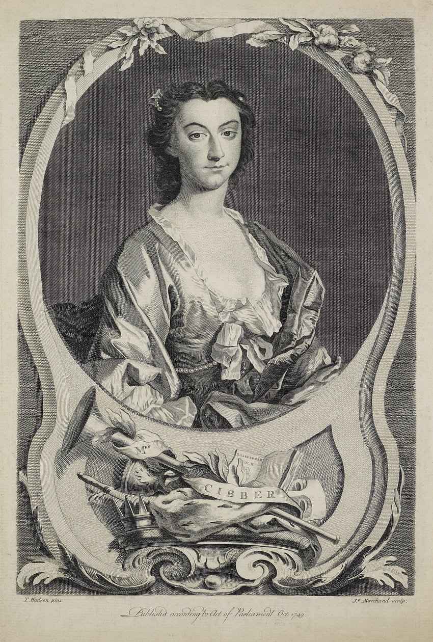 Sra. Cibber, grabado por J. Marchand (fl.1749), 1749 de Thomas Hudson