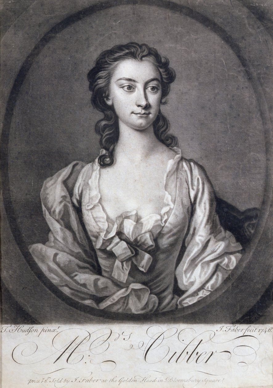 Retrato de la Sra. Cibber (1714-66), actriz y cantante, grabado por John Faber, 1746 de Thomas Hudson