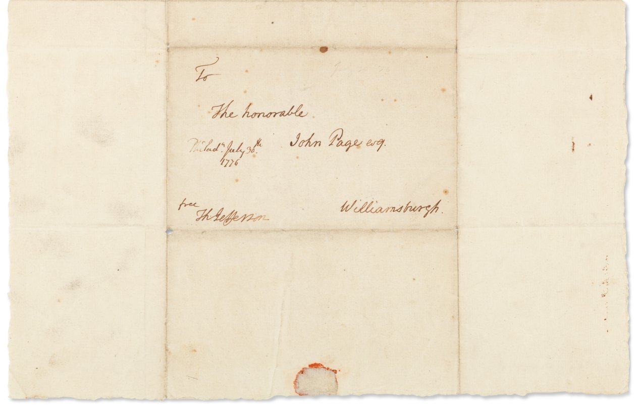 Carta autógrafa a John Page, Filadelfia, 30 de julio de 1776 de Thomas Jefferson