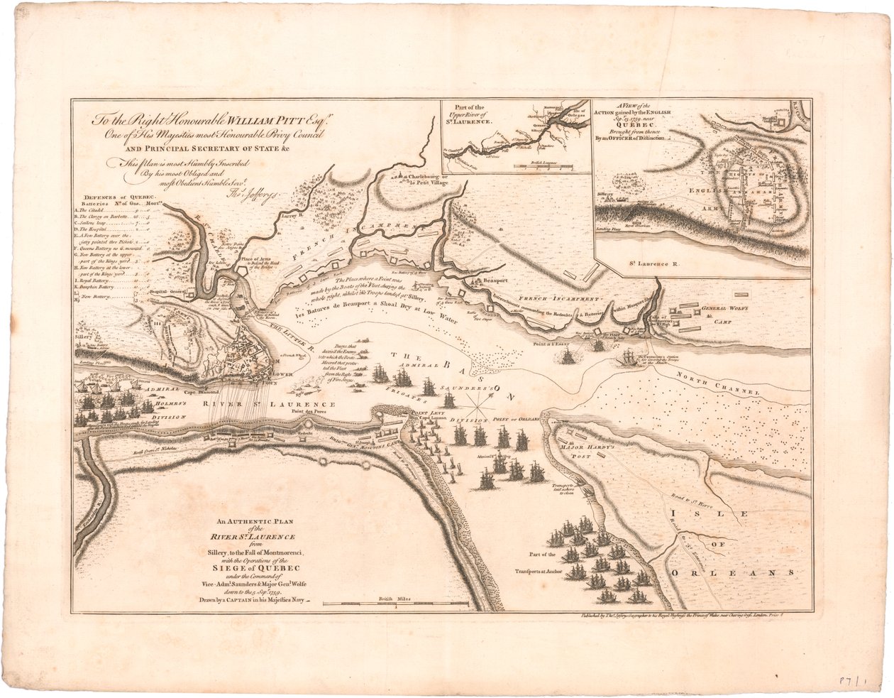 Un plano del río San Lorenzo por Jeffreys de Thomas Jefferys