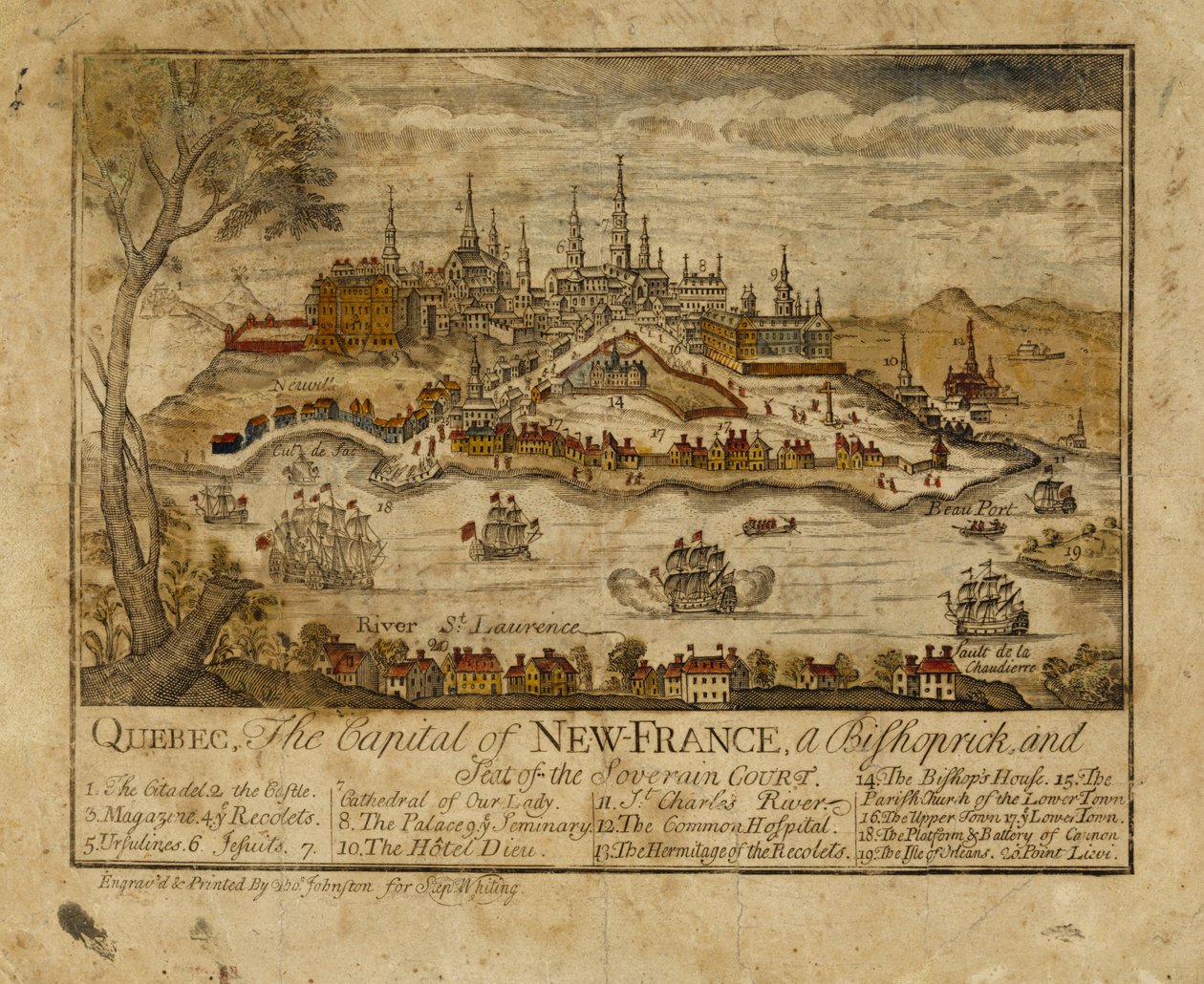 Quebec, la capital de Nueva Francia, un obispado y sede de la corte soberana, 1759 de Thomas Johnston
