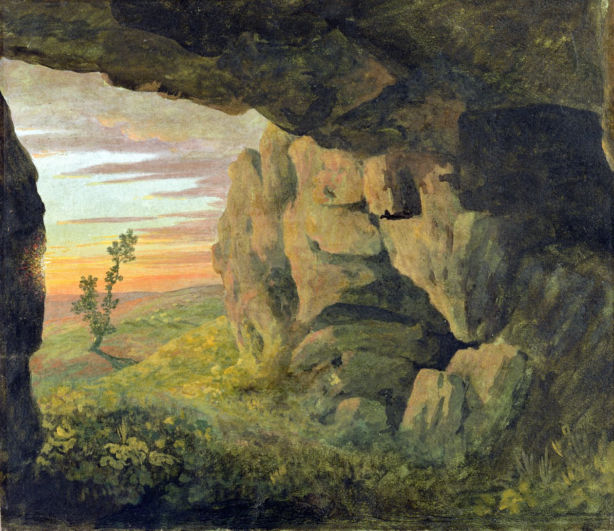 Caverna cerca de Santa Inés sin la Porta Pia (óleo sobre papel) de Thomas Jones