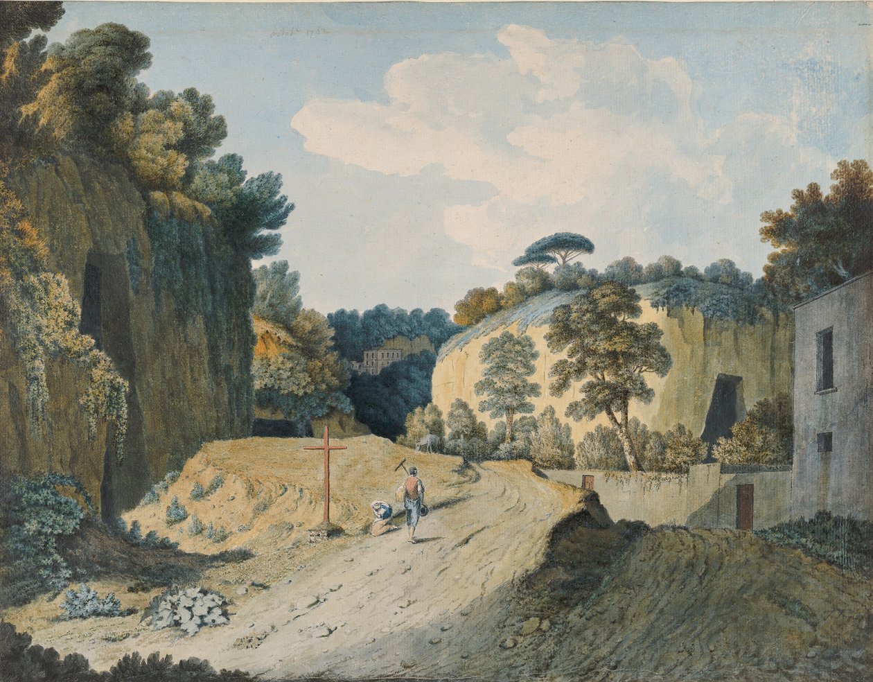 Un camino en un desfiladero cerca de Nápoles, 1782 de Thomas Jones