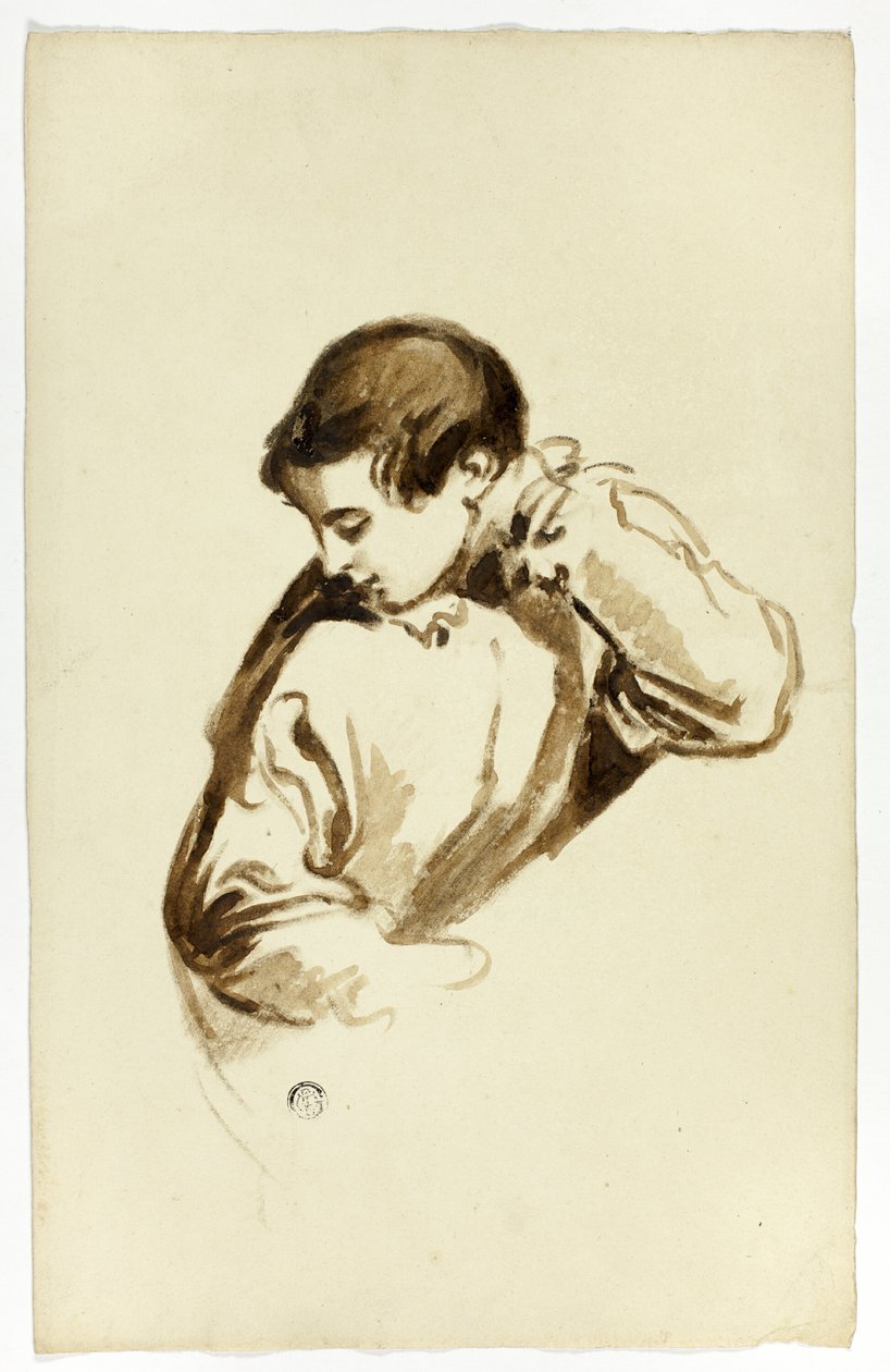 Niño Girando de Lado, Medio Cuerpo de Thomas Jones Barker