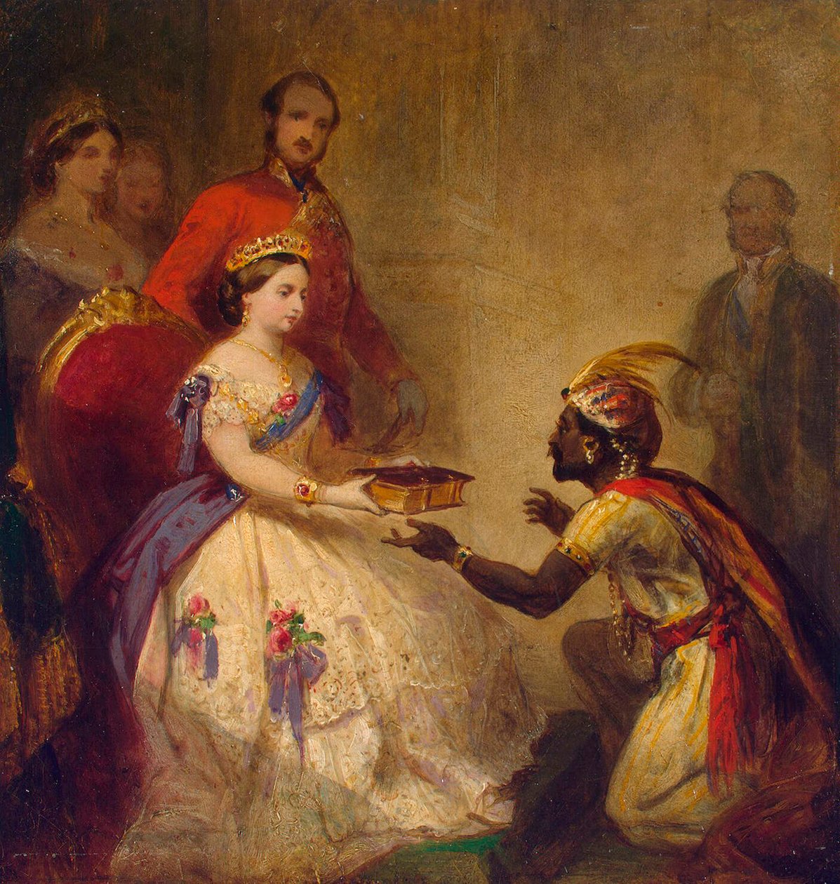 La reina Victoria entregando la Biblia a un jefe africano, 1861 de Thomas Jones Barker