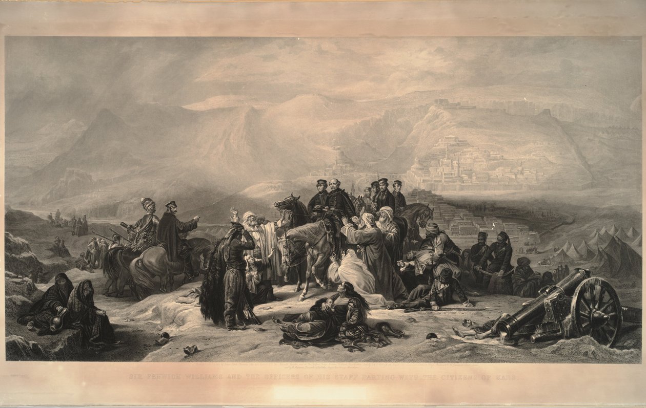 La defensa de Kars. Sir Fenwick Williams y los oficiales de su estado mayor despidiéndose de los ciudadanos de Thomas Jones Barker