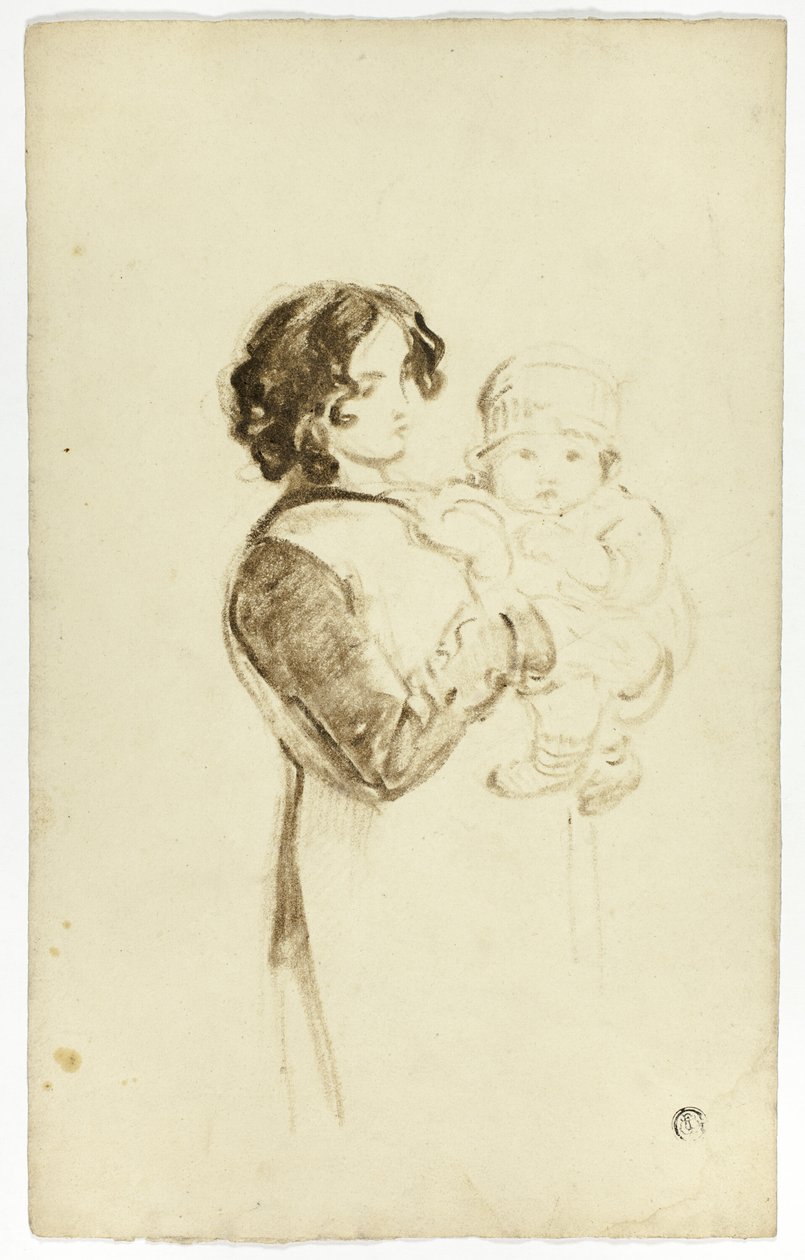 Joven mujer sosteniendo un bebé de Thomas Jones Barker