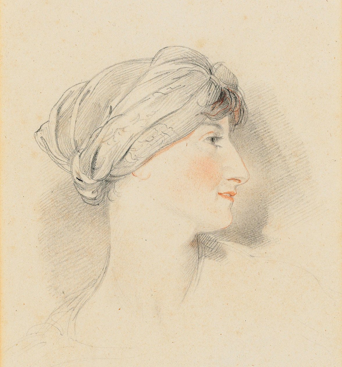 Retrato de la señora Jens Wolff, de perfil a la derecha, con un turbante de Thomas Lawrence