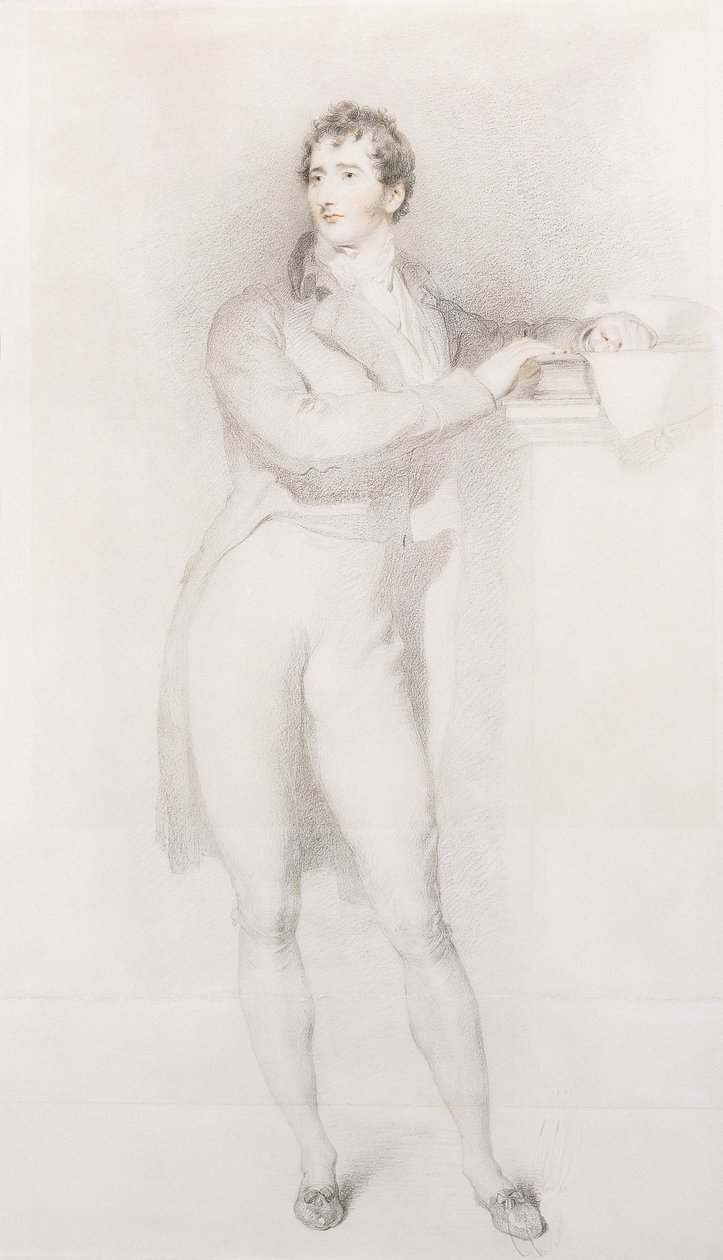 Retrato de Sir Francis Burdett, Bart, pequeño de cuerpo entero, de pie junto a una chimenea, c.1796 de Thomas Lawrence