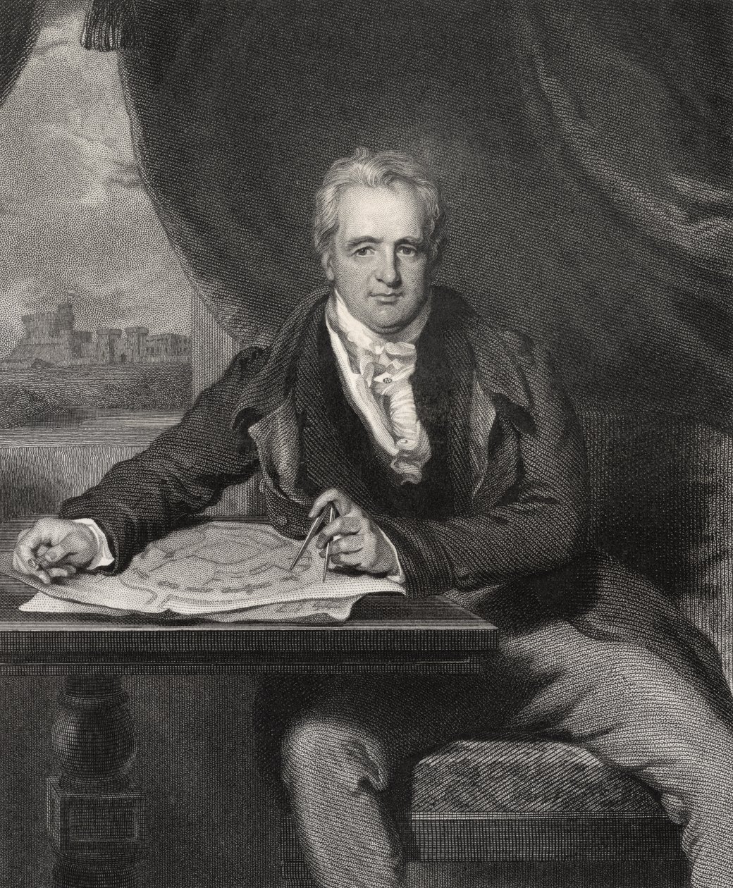 Sir Jeffry Wyatville, grabado por H. Robinson, de 