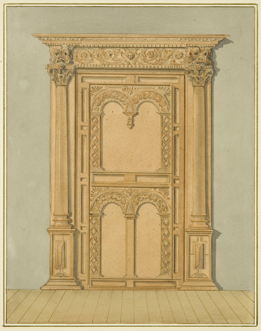 Puerta de roble tallada, 6 Calle Redcliffe de Thomas Leeson the Elder Rowbotham