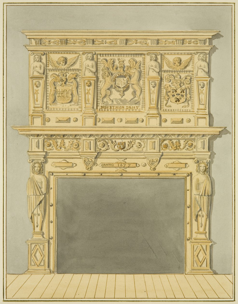 Chimenea en la casa junto a la Parte Trasera de San James, fechada en 1677 de Thomas Leeson the Elder Rowbotham