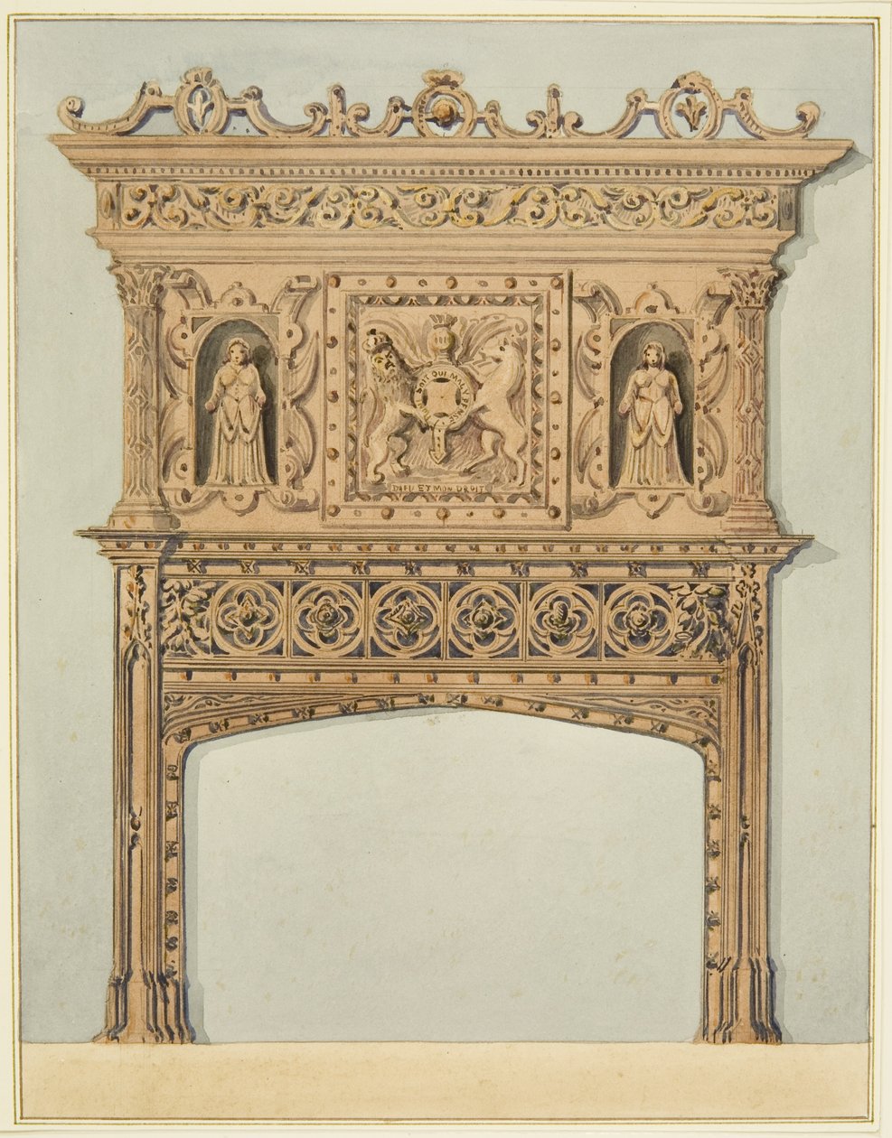 Chimenea en la Gran Sala de la Casa de la Moneda, ahora Hospital de St Peter de Thomas Leeson the Elder Rowbotham