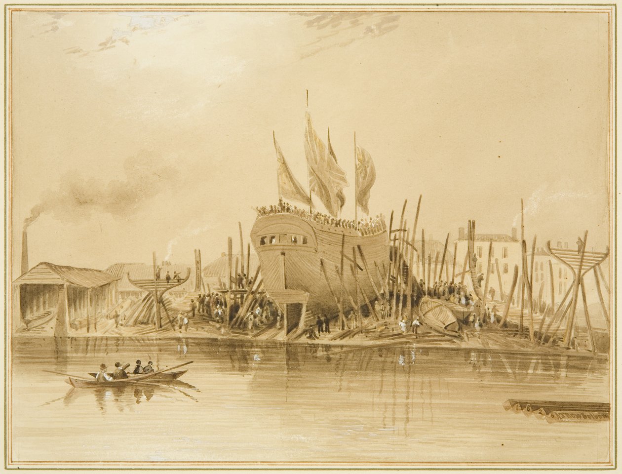 Muelle de Wapping Oriental, lanzamiento del "Avon", 1826 de Thomas Leeson the Elder Rowbotham