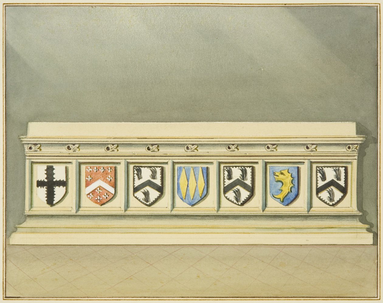 Escudos Heráldicos en la Tumba de Walter Frampton en la Iglesia de St John de Thomas Leeson the Elder Rowbotham