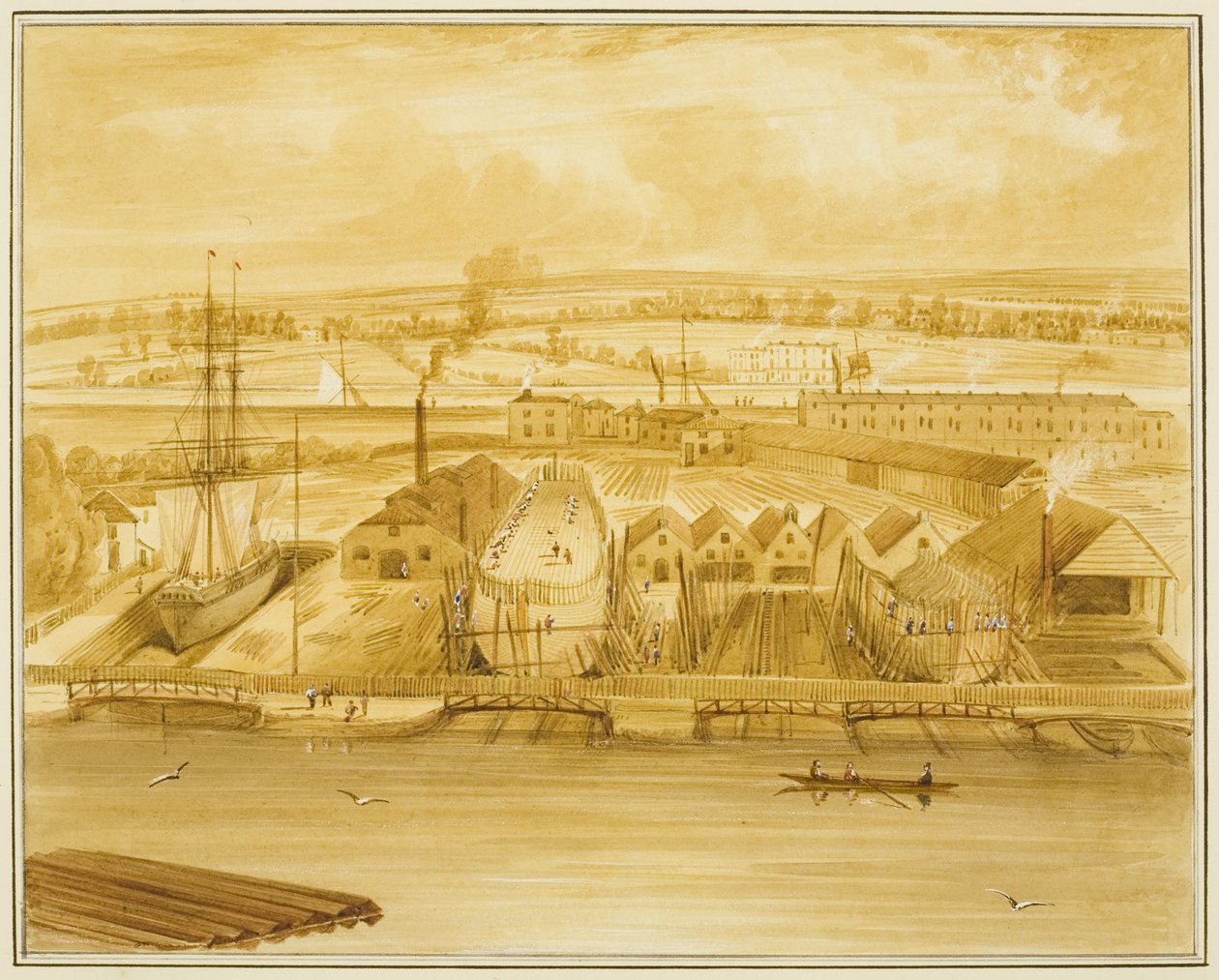 Nuevo muelle de Hilhouse visto desde Mardyke de Thomas Leeson the Elder Rowbotham
