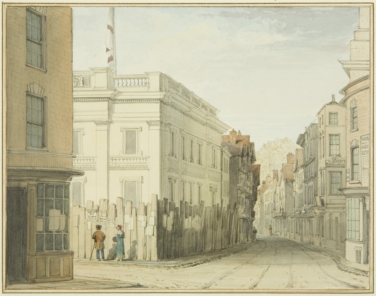 Mirando hacia abajo en la Calle Broad con la Nueva Casa del Consejo de Thomas Leeson the Elder Rowbotham