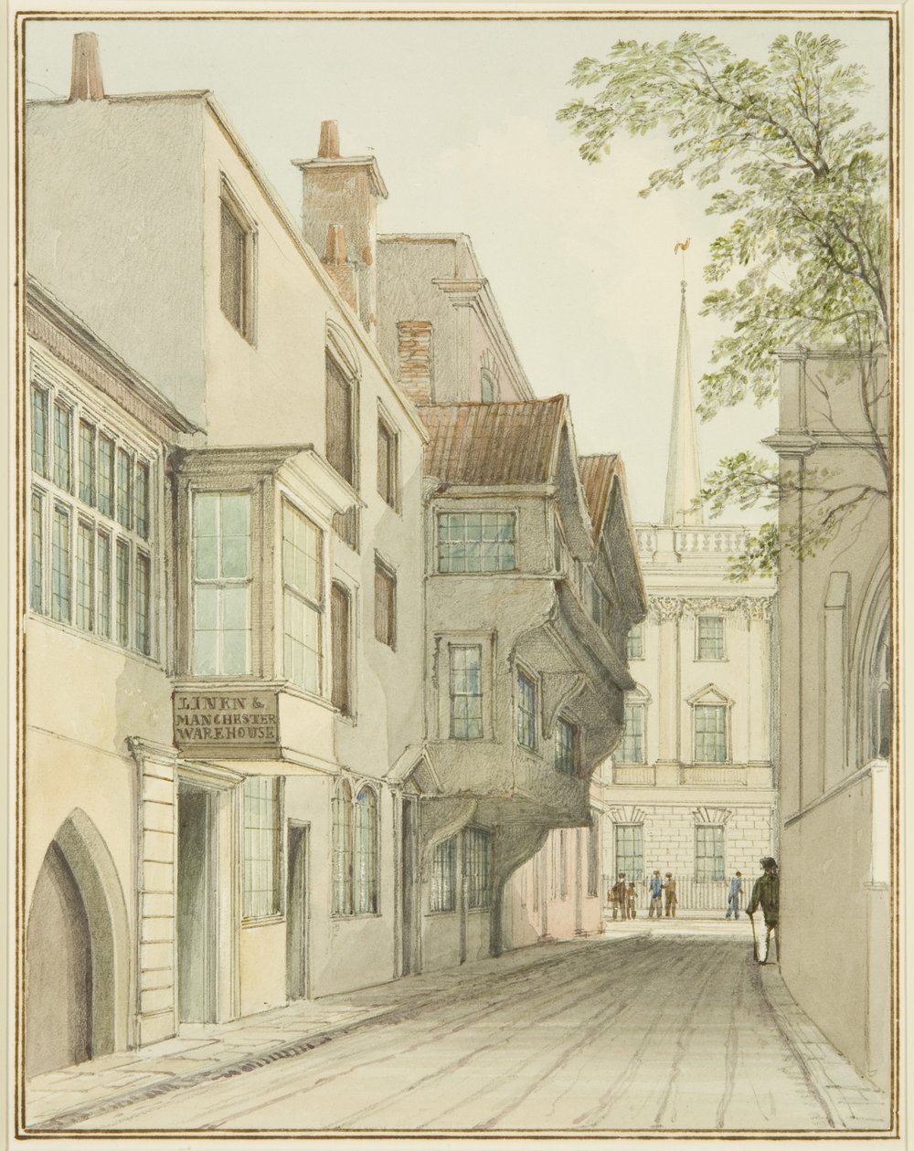 Mirando hacia arriba en Small Street hacia el Exchange de Thomas Leeson the Elder Rowbotham