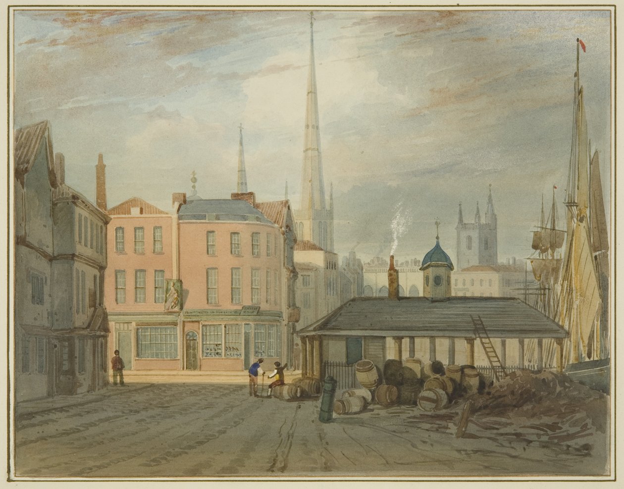 Extremo noreste de King Street, mostrando el Mercado Galés de Thomas Leeson the Elder Rowbotham