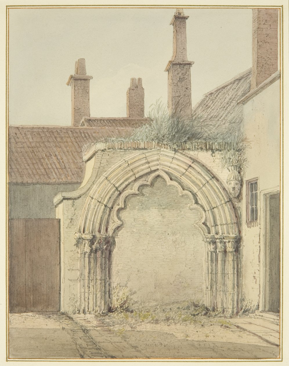 Antigua puerta de la Casa Prebendal desde los claustros de la Catedral de Bristol de Thomas Leeson the Elder Rowbotham