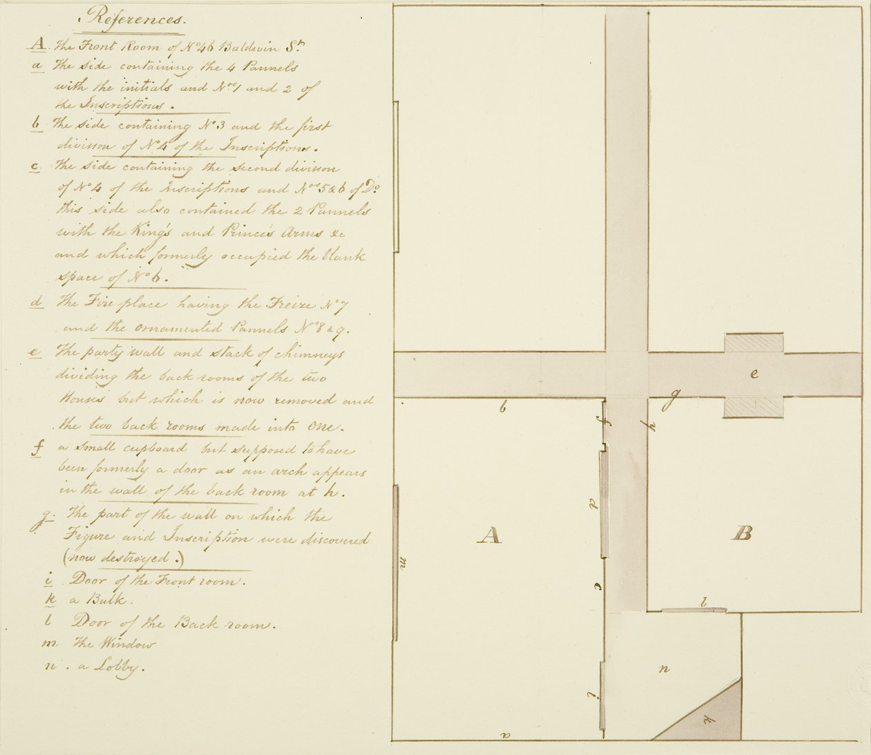 Plano de 46 Baldwin Street de Thomas Leeson the Elder Rowbotham