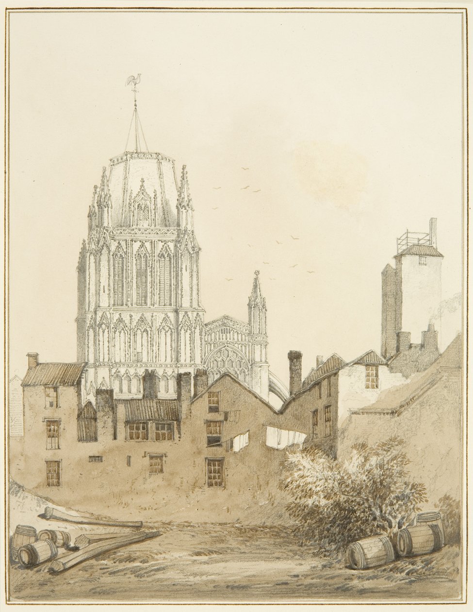 Iglesia de Redcliffe y parte de Redcliffe Hill con la Torre de Tiro de Thomas Leeson the Elder Rowbotham
