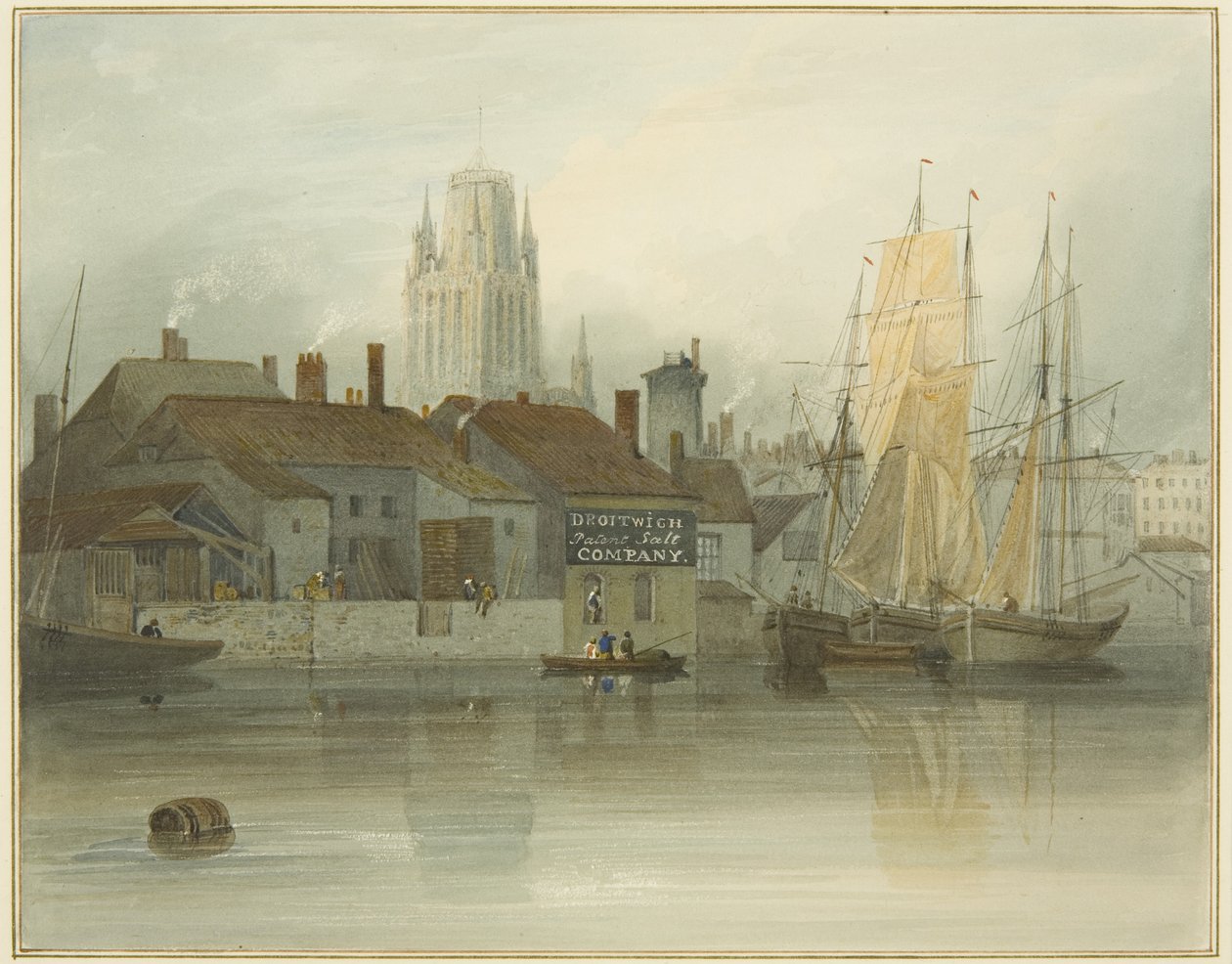 Torre de Redcliffe y Back desde Ferry Slip, Queen Square, 1826 de Thomas Leeson the Elder Rowbotham