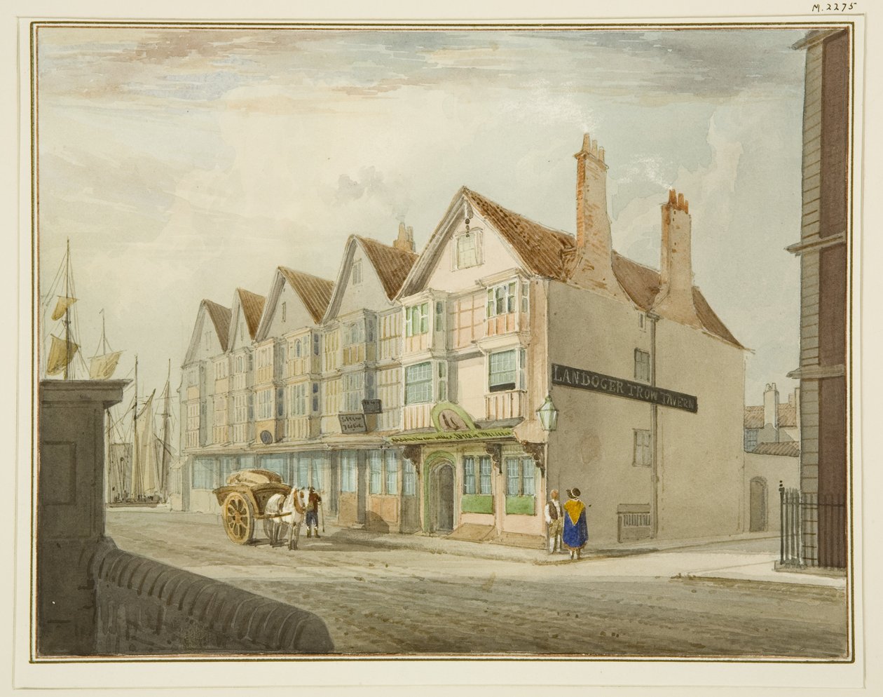 Lado sur de King Street con Llandoger Trow de Thomas Leeson the Elder Rowbotham
