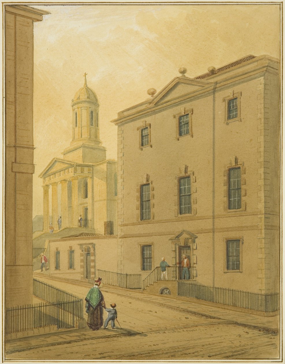 Capilla de St George, mostrando Great George Street, desde la esquina de Park Street de Thomas Leeson the Elder Rowbotham