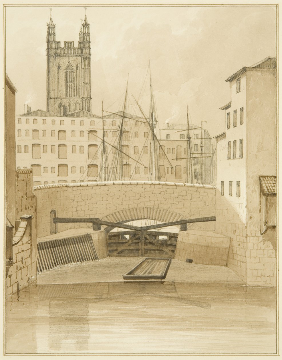 Puente de Piedra mostrando compuertas de Thomas Leeson the Elder Rowbotham