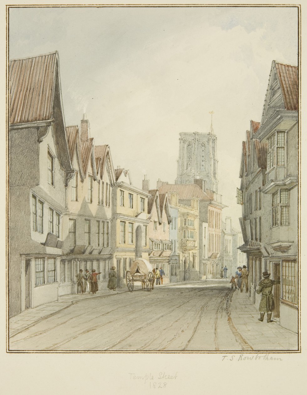 Temple Street, mostrando la torre de la Iglesia del Templo de Thomas Leeson the Elder Rowbotham
