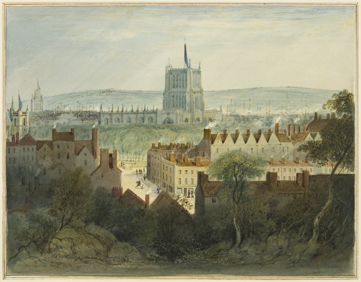 La Catedral, College Green y College Street de Thomas Leeson the Elder Rowbotham