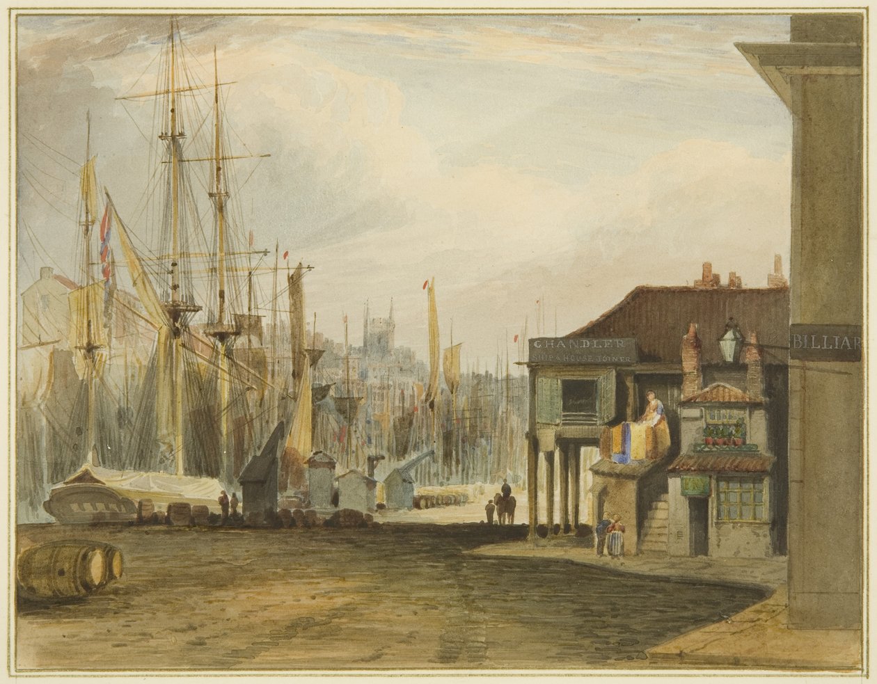 El Muelle, mirando al Norte, con el Antiguo Intercambio de Maíz de Thomas Leeson the Elder Rowbotham