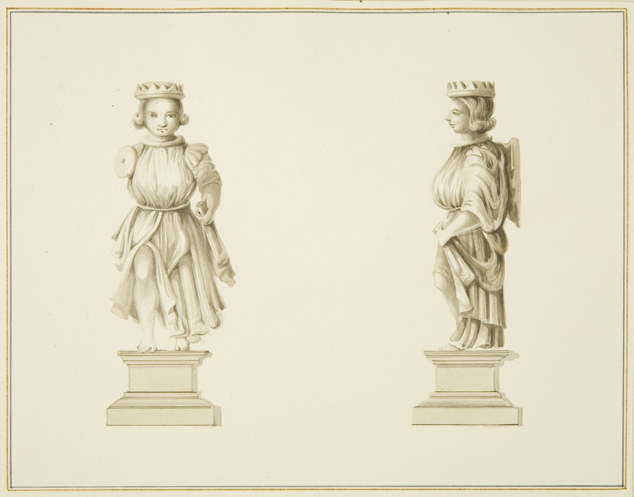 Dos Vistas de una Figura Tallada en Madera en la Sala de la Sacristía de la Iglesia de St John de Thomas Leeson the Elder Rowbotham