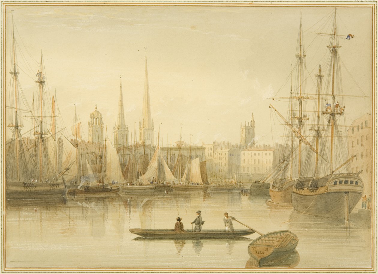 Vista del Puerto Flotante desde Redcliffe Back Ferry de Thomas Leeson the Elder Rowbotham