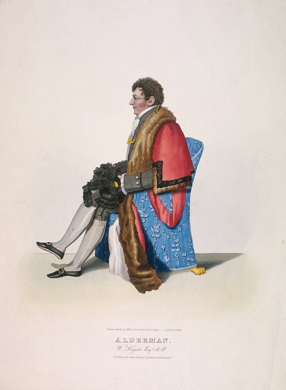 Concejal Sir William Heygate, sentado y en traje cívico mostrando túnica y sombrero, 1825 de Thomas Lord Busby