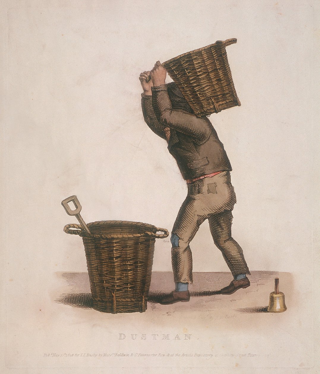 Basurero llevando una cesta de desechos en su espalda, 1820 de Thomas Lord Busby