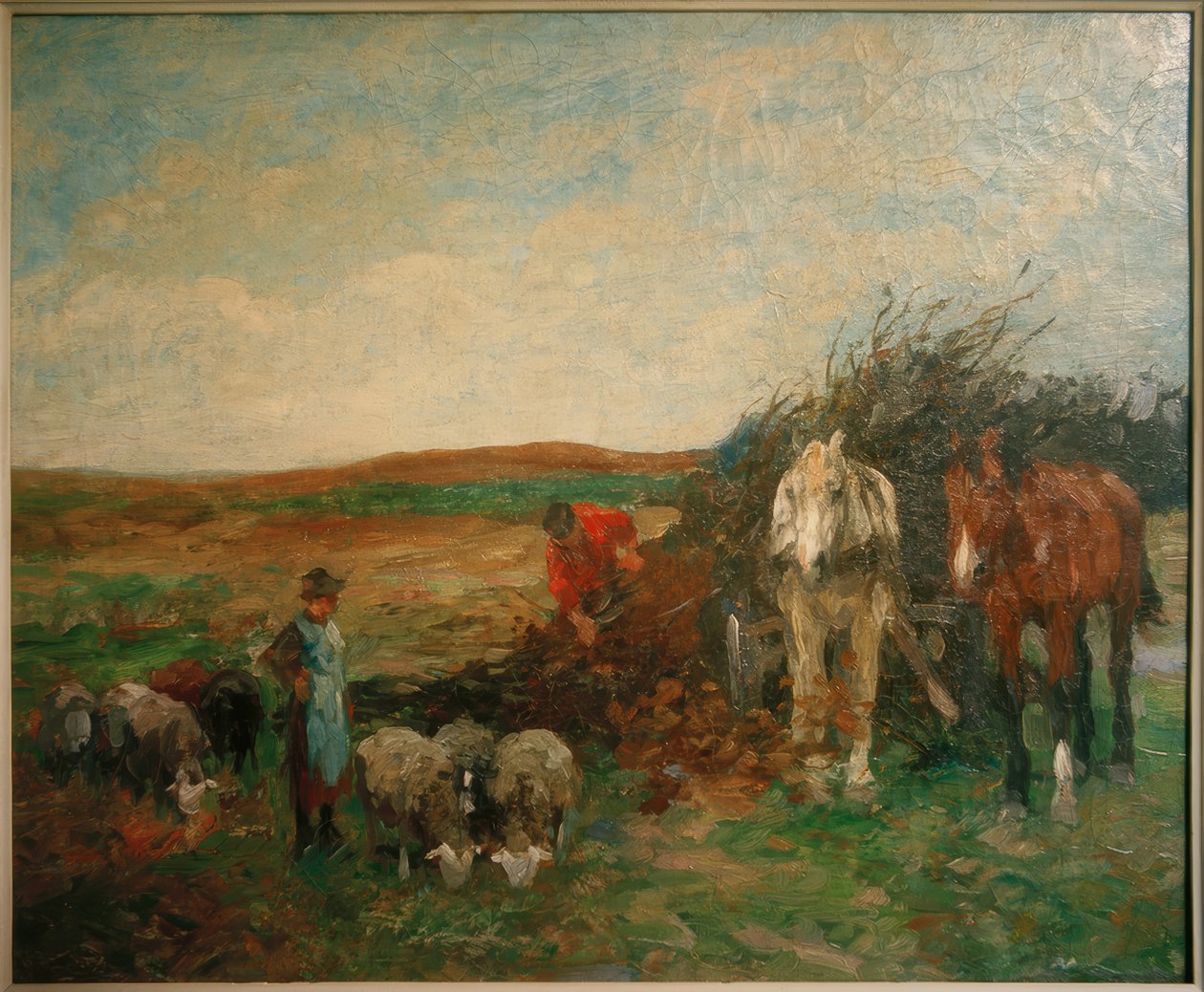 Carro de leña y ovejas de Thomas Ludwig Herbst