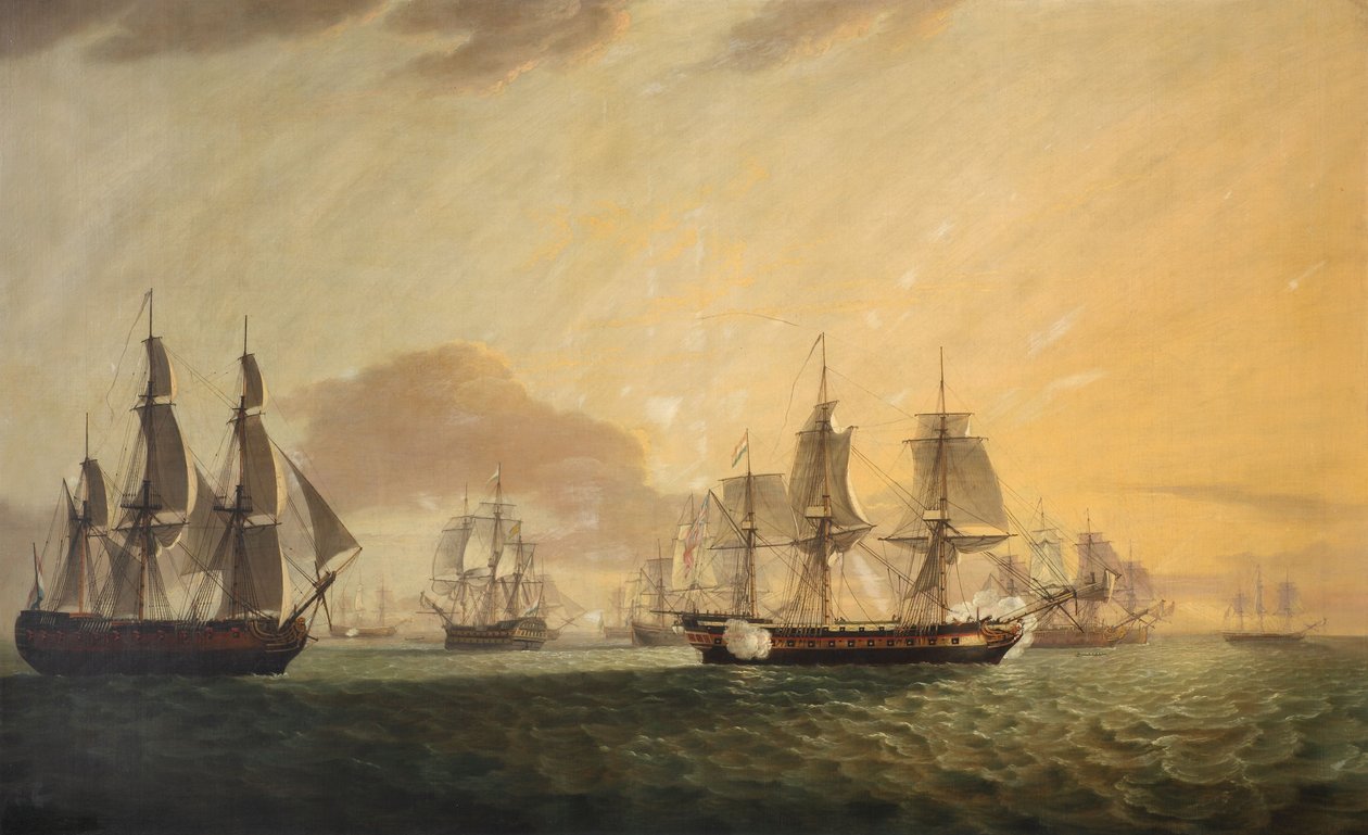 El "General Goddard" capturando indios orientales holandeses, finales del siglo XVIII - principios del XIX (óleo sobre lienzo) de Thomas Luny