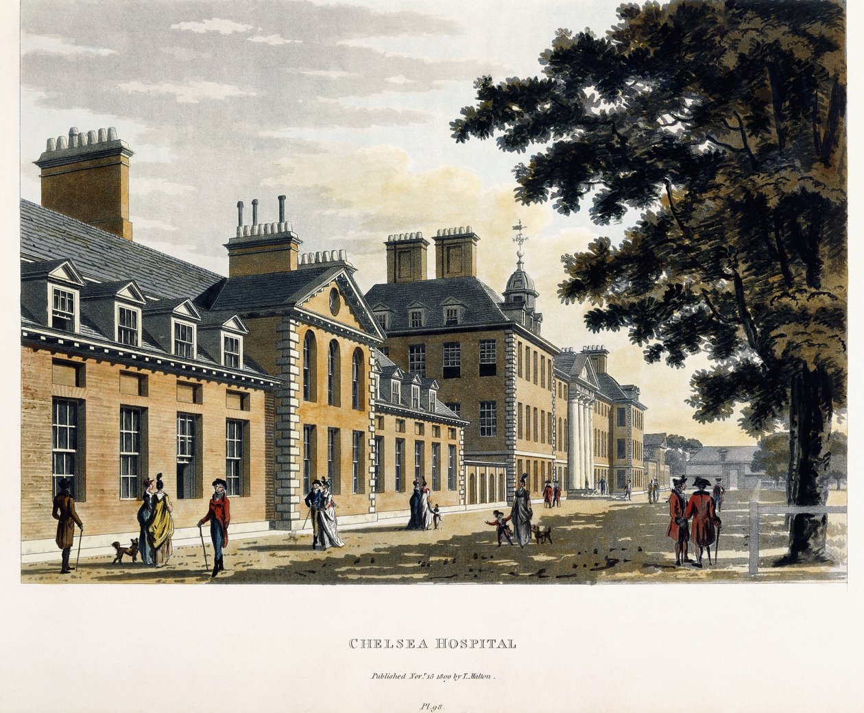 Hospital de Chelsea, de "Un tour pintoresco por las ciudades de Londres y Westminster Ilustrado", 1792-1801 de Thomas Malton Jnr.